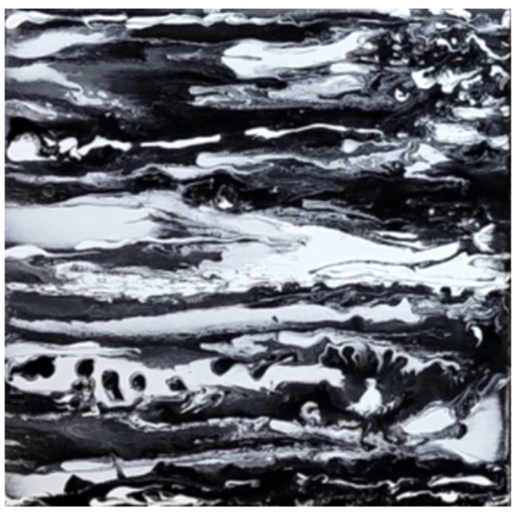 Black and White Abstract Design 12 x 12 Inches Canvas Painting - Picture 3 of 4